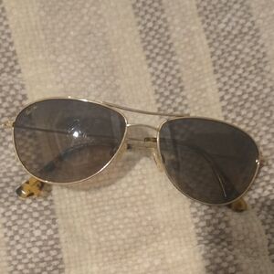 Maui Jim Gold and Brown Aviator Sunglasses